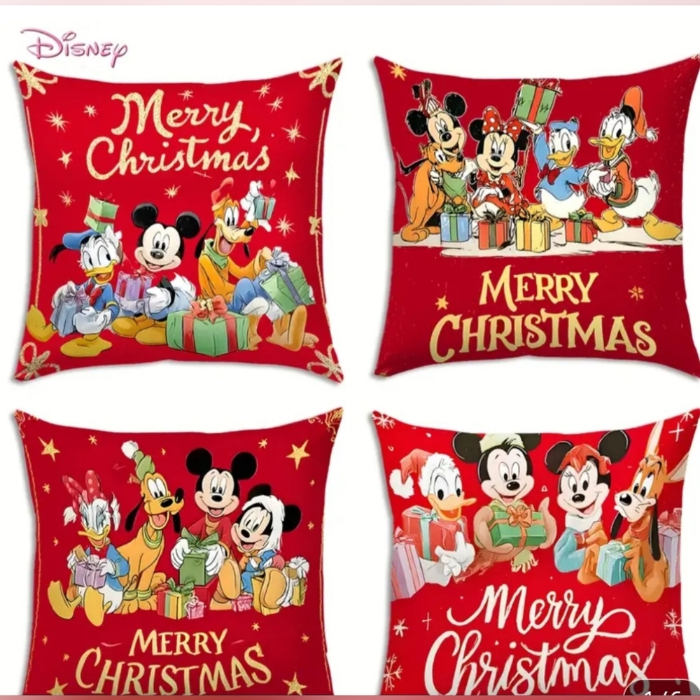 Festive Red Holiday Cushion Cover Set Of 4